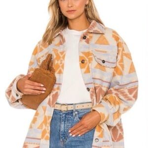 Free People Geometric Utility Jacket in Cream and Tan